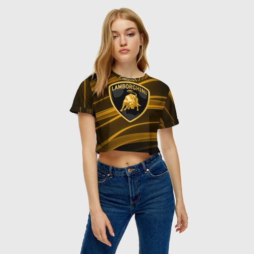 Женская футболка Crop-top 3D Ламборгини, цвет 3D печать - фото 3