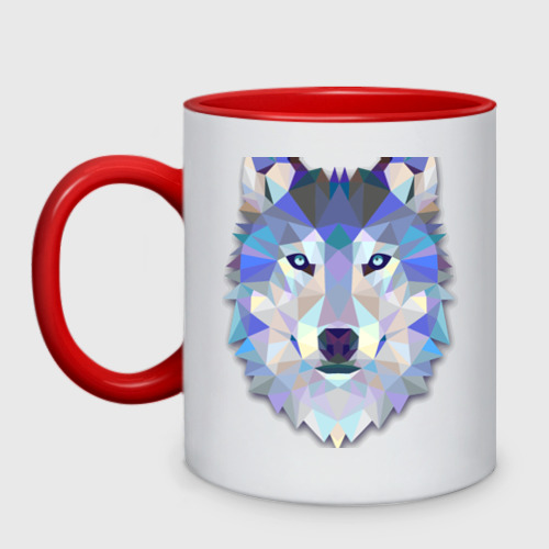 Кружка двухцветная Полигональный волк