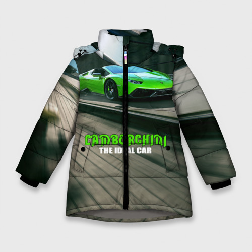Зимняя куртка для девочек 3D Lamborghini, цвет светло-серый