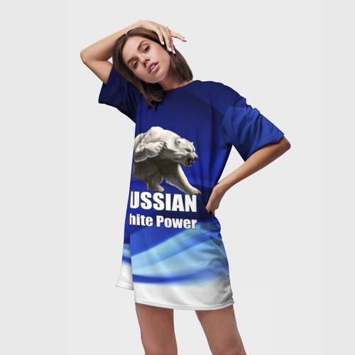 Платье-футболка 3D Russian white power, цвет 3D печать - фото 3