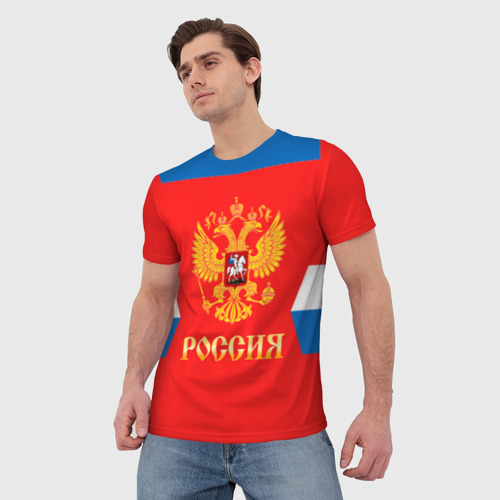 Мужская футболка 3D Сборная России Домашняя форма, цвет 3D печать - фото 3