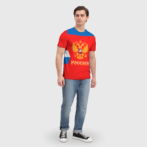 Мужская футболка 3D Сборная России Домашняя форма, цвет 3D печать - фото 5