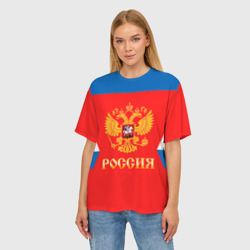 Женская футболка oversize 3D Сборная России Домашняя форма - фото 2