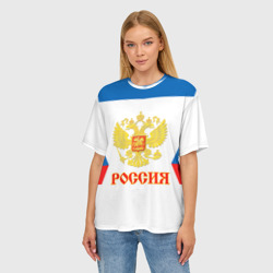 Женская футболка oversize 3D Сборная России гостевая форма - фото 2