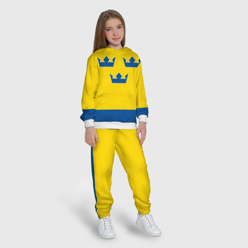 Детский костюм с толстовкой 3D Сборная Швеции по Хоккею, цвет белый - фото 5