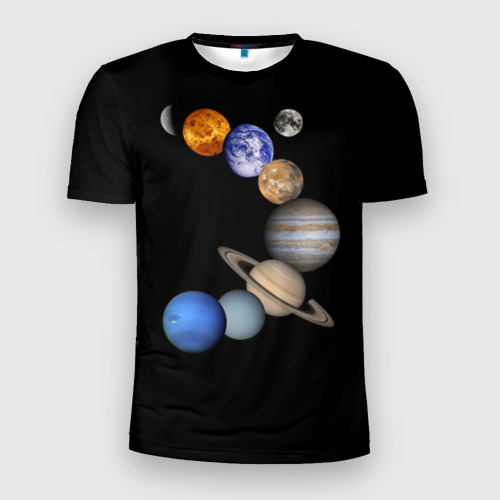 Мужская футболка 3D Slim Парад планет, цвет 3D печать