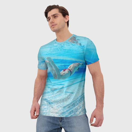 Мужская футболка 3D с принтом Swimmer, фото на моделе #1