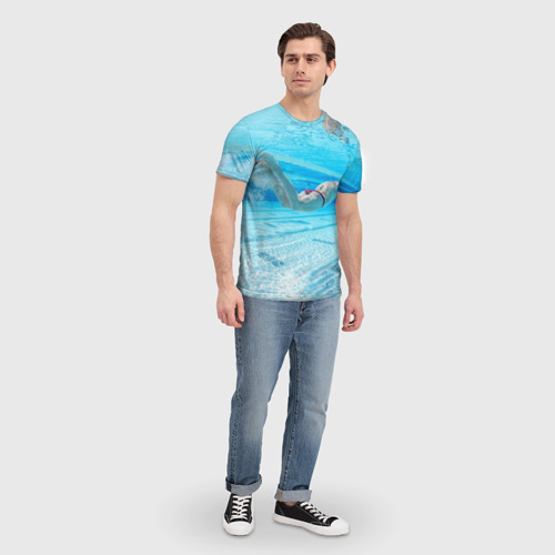 Мужская футболка 3D с принтом Swimmer, вид сбоку #3