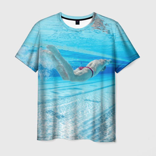 Мужская футболка 3D с принтом Swimmer, вид спереди #2