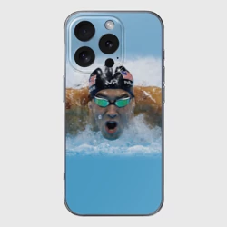 Чехол для iPhone 16 Pro Max силиконовый с защитой камеры Swimmer