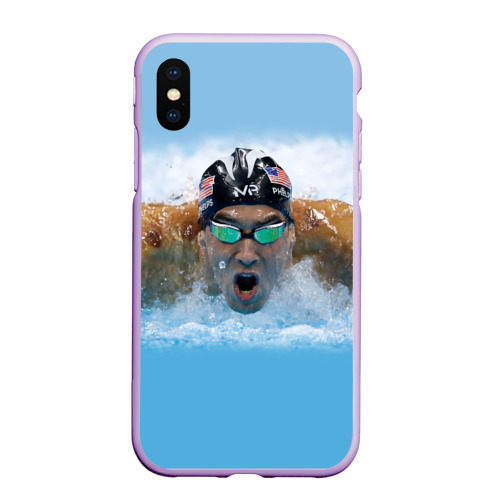 Чехол для iPhone XS Max матовый Swimmer, цвет сиреневый