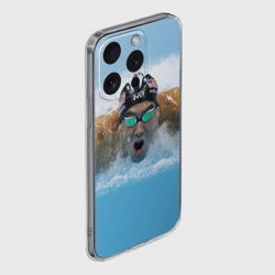 Чехол для iPhone 15 Pro Max силиконовый с защитой камеры Swimmer - фото 2