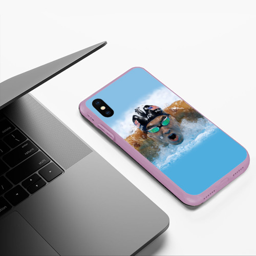 Чехол для iPhone XS Max матовый Swimmer, цвет сиреневый - фото 5