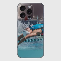 Чехол для iPhone 16 Pro Max силиконовый с защитой камеры Пловец