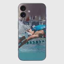 Чехол для iPhone 16 силиконовый с защитой камеры Пловец