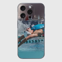 Чехол для iPhone 15 Pro силиконовый с защитой камеры Пловец