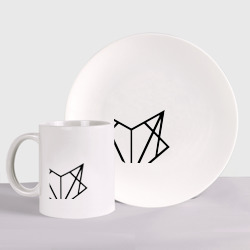 Набор: тарелка + кружка Лиса геометрия