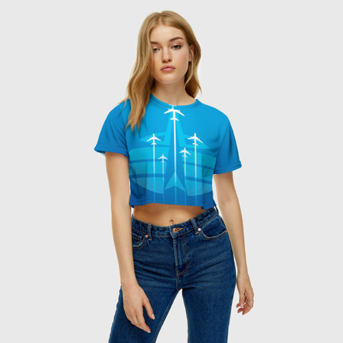 Женская футболка Crop-top 3D Космические войска, цвет 3D печать - фото 3