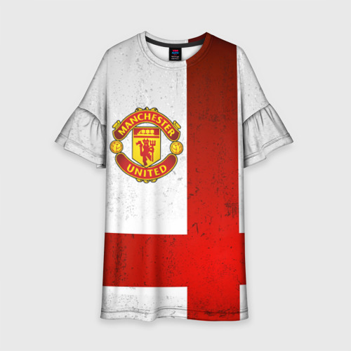 Детское платье 3D с принтом Manchester United FC, вид спереди #2