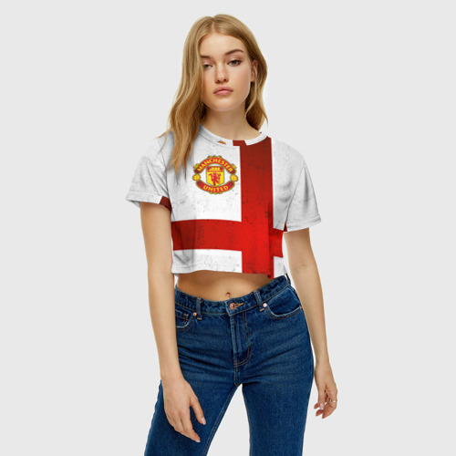 Женская футболка Crop-top 3D Manchester United FC, цвет 3D печать - фото 3