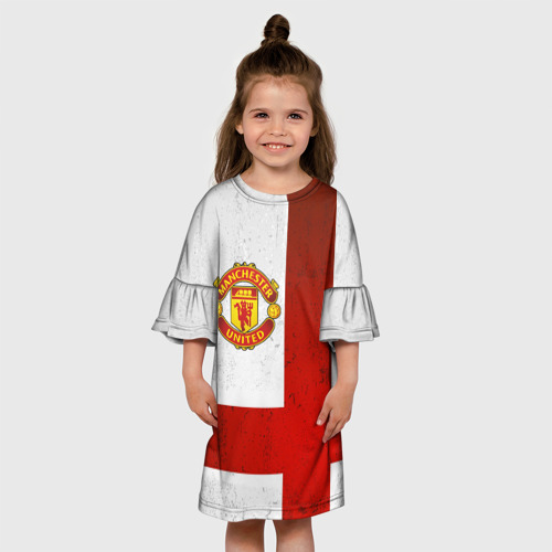 Детское платье 3D с принтом Manchester United FC, вид сбоку #3