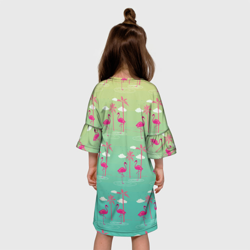 Детское платье 3D Фламинго и пальмы, цвет 3D печать - фото 5