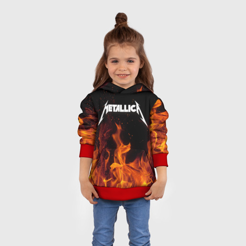 Детская толстовка 3D Metallica fire, цвет красный - фото 4