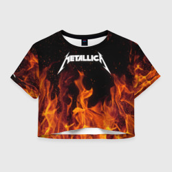 Женская футболка Crop-top 3D Metallica fire