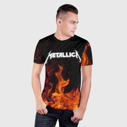 Мужская футболка 3D Slim Metallica fire - фото 2