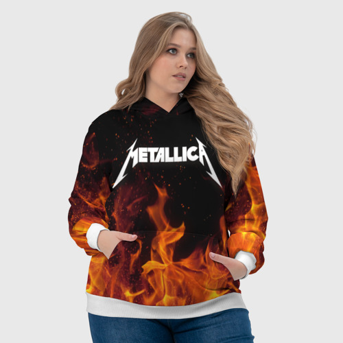Женская толстовка 3D Metallica fire, цвет 3D печать - фото 6