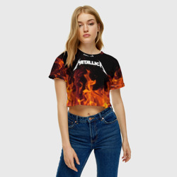 Женская футболка Crop-top 3D Metallica fire - фото 2