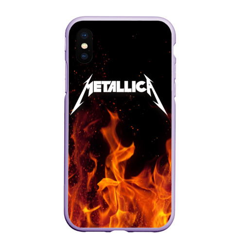 Чехол для iPhone XS Max матовый Metallica fire, цвет светло-сиреневый