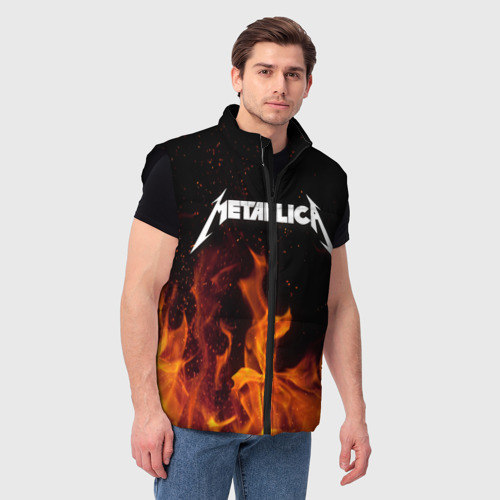 Мужской жилет утепленный 3D Metallica fire, цвет черный - фото 3