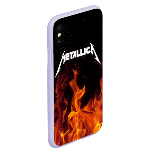 Чехол для iPhone XS Max матовый Metallica fire, цвет светло-сиреневый - фото 3