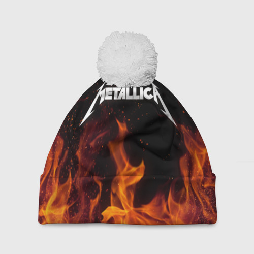 Шапка 3D c помпоном Metallica fire, цвет 3D печать