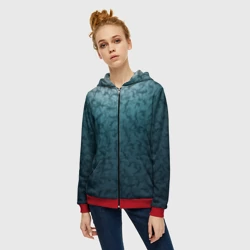 Женская толстовка 3D на молнии Акулы-молоты - фото 2