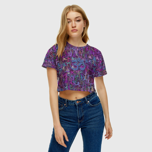 Женская футболка Crop-top 3D Йога, цвет 3D печать - фото 3