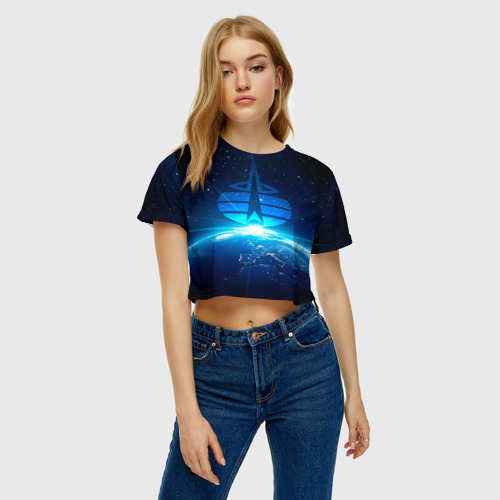 Женская футболка Crop-top 3D Космические войска, цвет 3D печать - фото 3