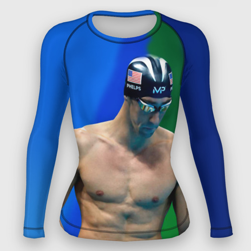 Женский рашгард 3D с принтом Michael Phelps, вид спереди #2