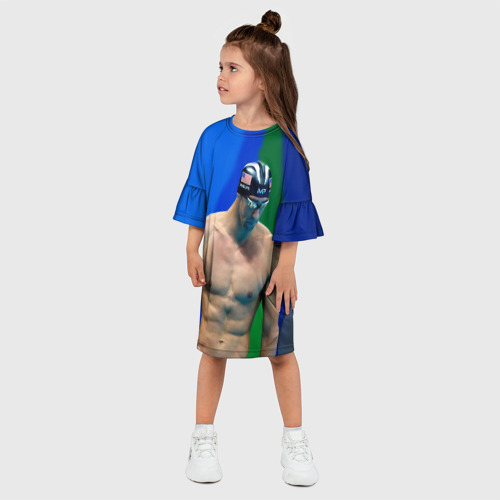 Детское платье 3D с принтом Michael Phelps, фото на моделе #1