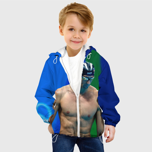 Детская куртка 3D с принтом Michael Phelps, фото на моделе #1
