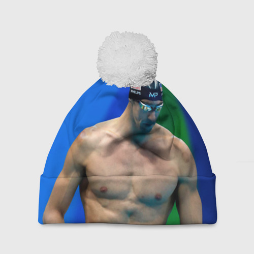 Шапка 3D c помпоном Michael Phelps, цвет 3D печать