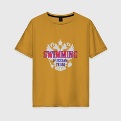 Женская футболка хлопок Oversize Swimming Russian Team