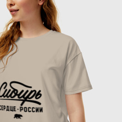 Женская футболка хлопок Oversize Сибирь - Сердце России - фото 2