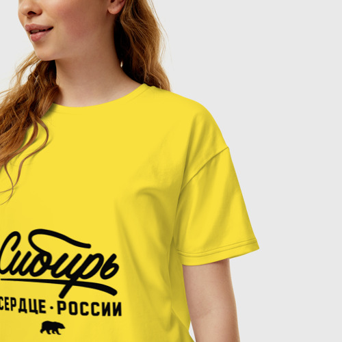 Женская футболка хлопок Oversize Сибирь - Сердце России, цвет желтый - фото 3