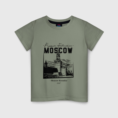 Детская футболка хлопок Москва, Кремль, цвет авокадо