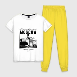 Женская пижама с белой футболкой хлопок Москва, Кремль