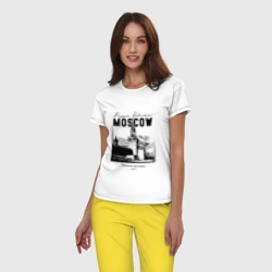 Женская пижама с белой футболкой хлопок Москва, Кремль - фото 2