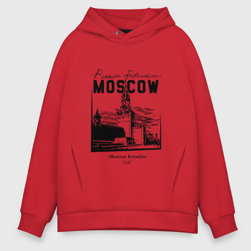 Мужское худи Oversize хлопок Москва, Кремль, цвет красный