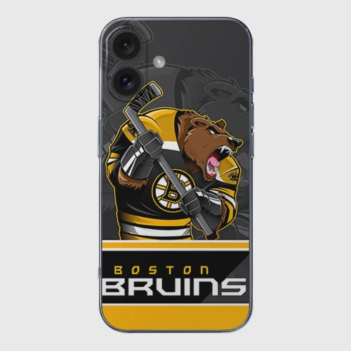 Чехол для iPhone 16 силиконовый с защитой камеры Boston Bruins